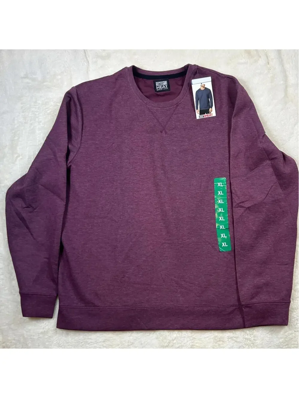 32 Degrees Purple Crewneck Sweater Ribbed Cuffs